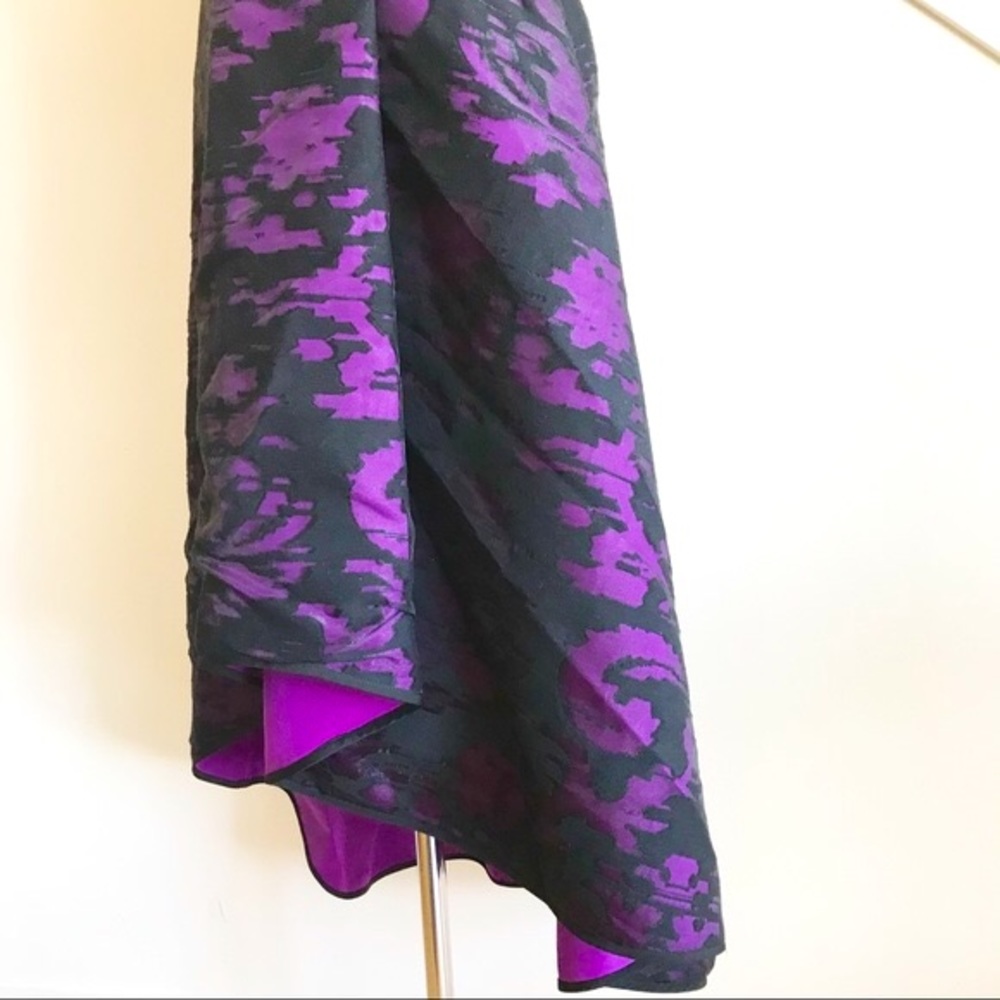 Milly Martina Fil Coupe Sleeveless Hi Low Flared Midi Dress Purple Black 12 NWT - Picture 11 of 16